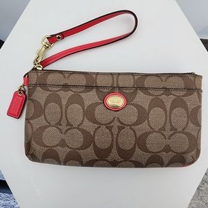 Coach double zip wallet wristlet signature canvas
